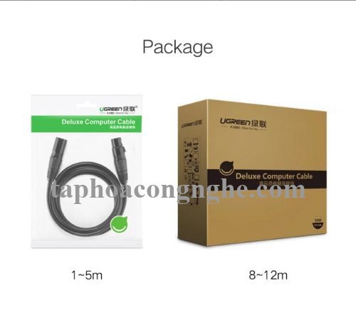 Ugreen 50296 0.5M Màu Đen Cáp nối dài Microphone Canon âm thanh AV130 30050296